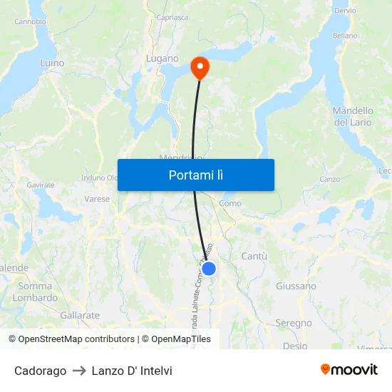 Cadorago to Lanzo D' Intelvi map