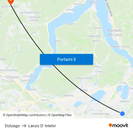 Dolzago to Lanzo D' Intelvi map