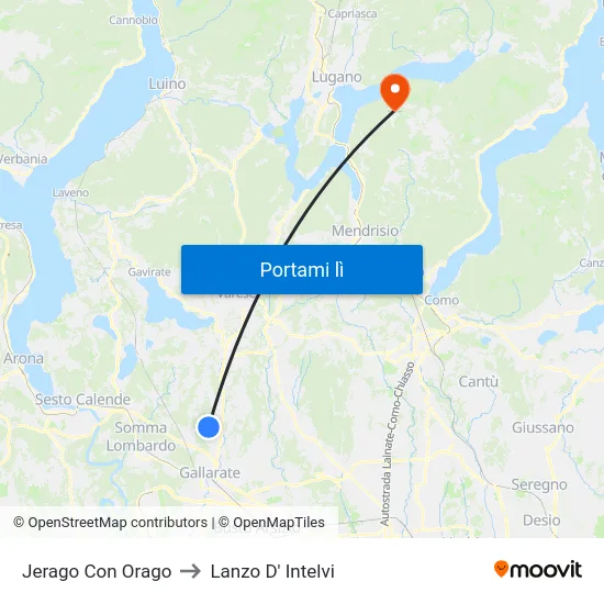 Jerago Con Orago to Lanzo D' Intelvi map