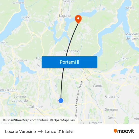 Locate Varesino to Lanzo D' Intelvi map