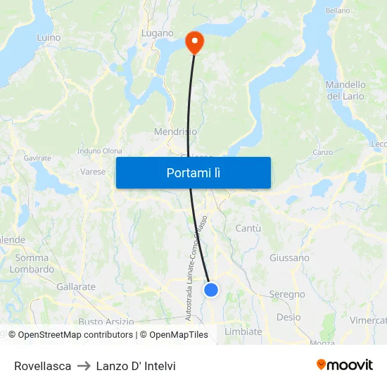 Rovellasca to Lanzo D' Intelvi map