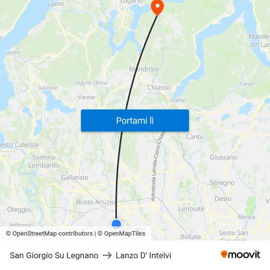 San Giorgio Su Legnano to Lanzo D' Intelvi map