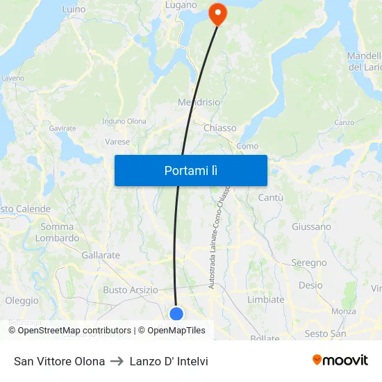 San Vittore Olona to Lanzo D' Intelvi map