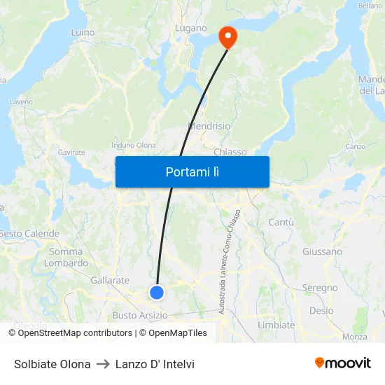 Solbiate Olona to Lanzo D' Intelvi map
