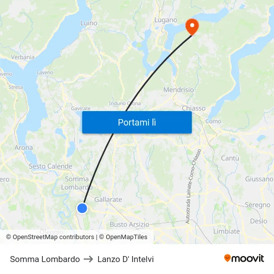 Somma Lombardo to Lanzo D' Intelvi map