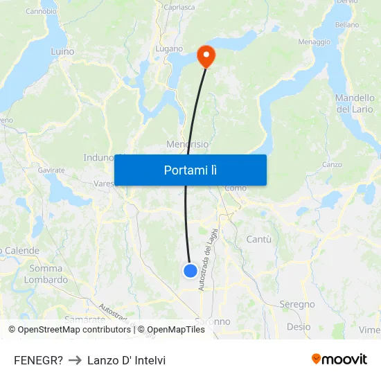 FENEGR? to Lanzo D' Intelvi map