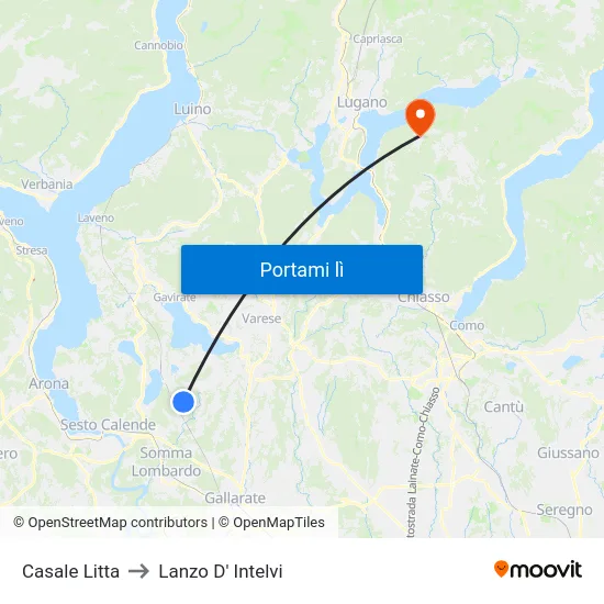Casale Litta to Lanzo D' Intelvi map