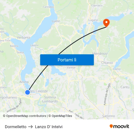 Dormelletto to Lanzo D' Intelvi map