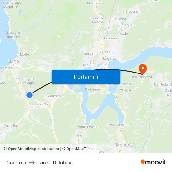Grantola to Lanzo D' Intelvi map