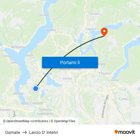 Osmate to Lanzo D' Intelvi map