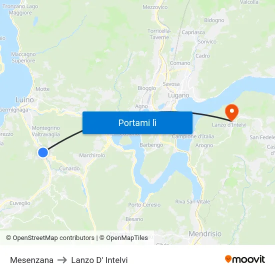 Mesenzana to Lanzo D' Intelvi map