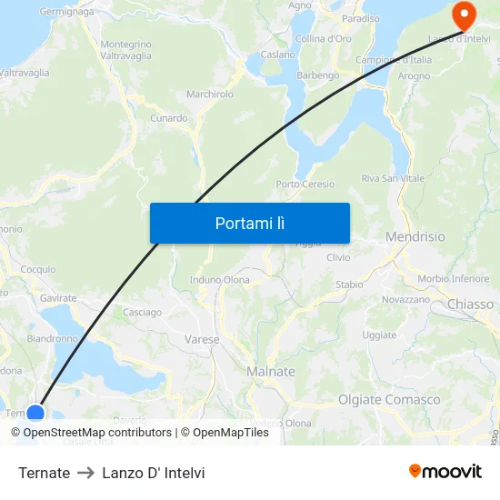 Ternate to Lanzo D' Intelvi map