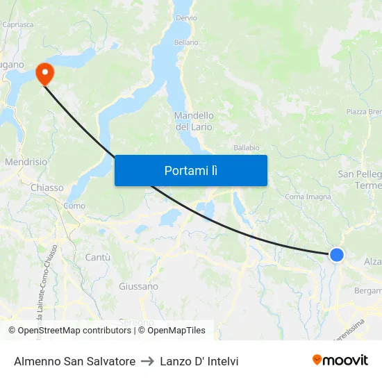 Almenno San Salvatore to Lanzo D' Intelvi map
