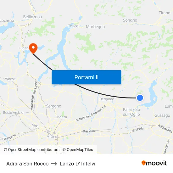 Adrara San Rocco to Lanzo D' Intelvi map