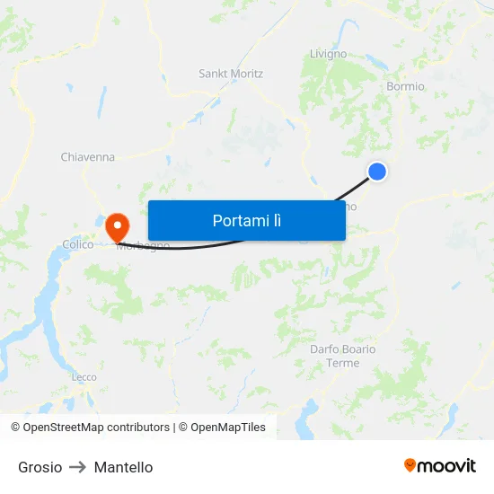 Grosio to Mantello map