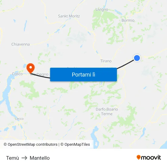 Temù to Mantello map