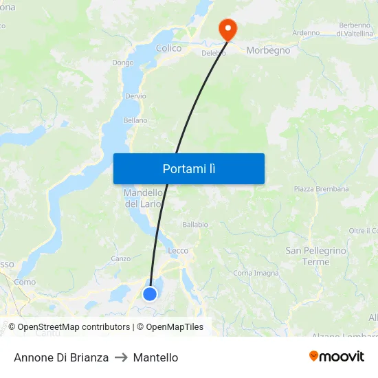 Annone Di Brianza to Mantello map