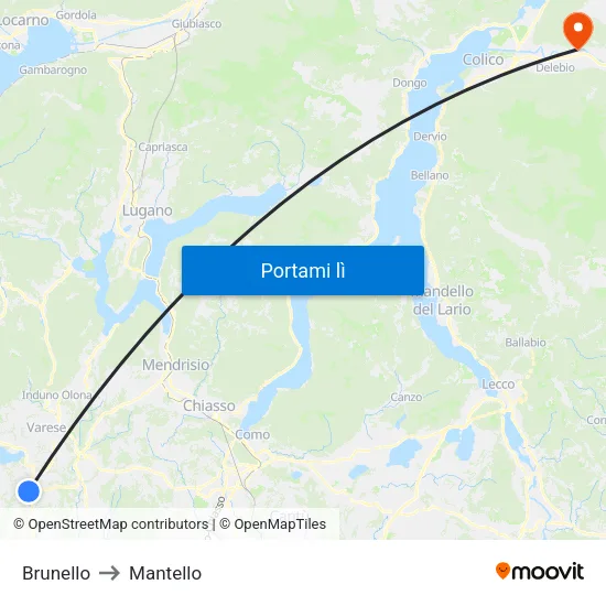 Brunello to Mantello map