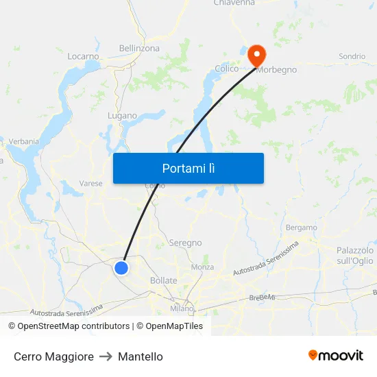 Cerro Maggiore to Mantello map