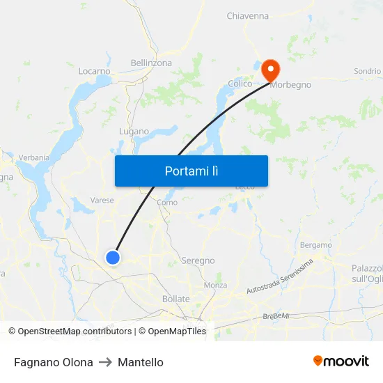 Fagnano Olona to Mantello map