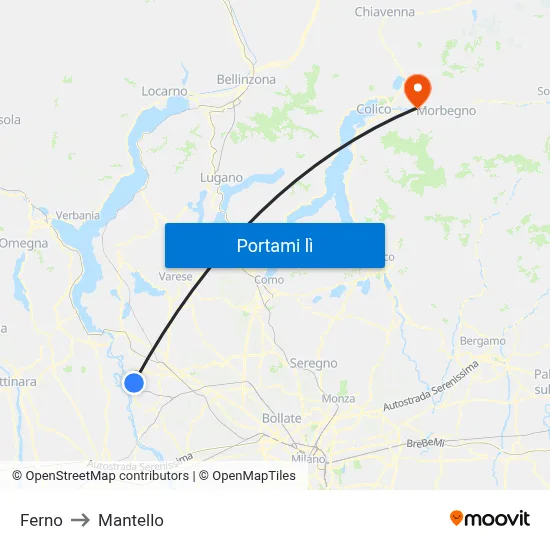 Ferno to Mantello map