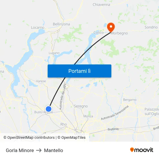 Gorla Minore to Mantello map