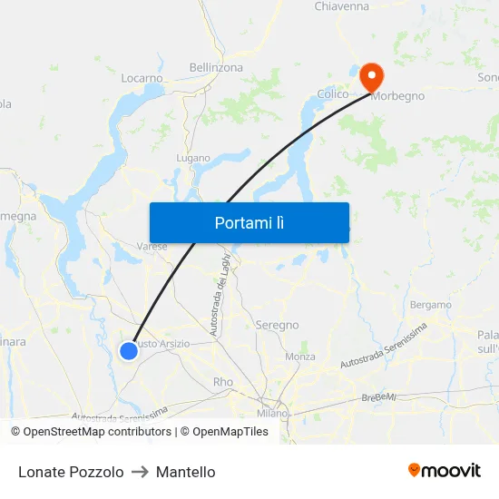 Lonate Pozzolo to Mantello map