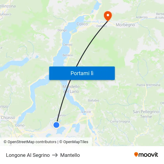 Longone Al Segrino to Mantello map