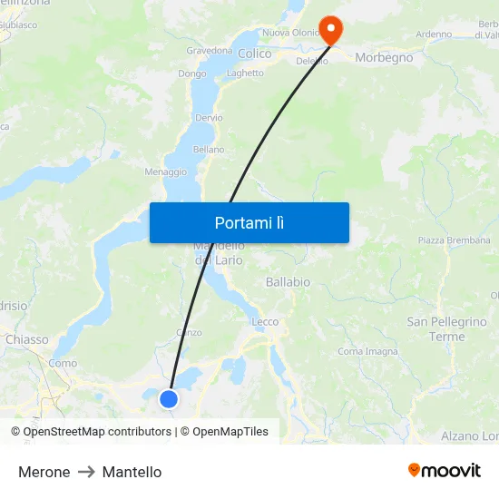 Merone to Mantello map