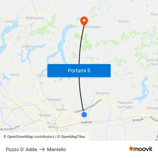 Pozzo D' Adda to Mantello map