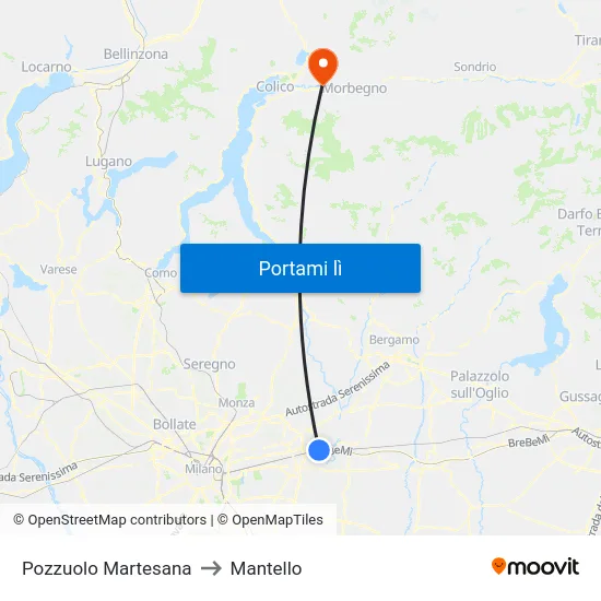 Pozzuolo Martesana to Mantello map