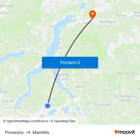 Proserpio to Mantello map