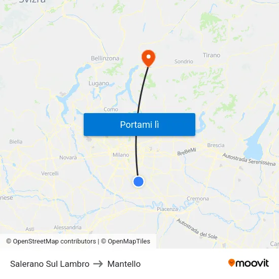 Salerano Sul Lambro to Mantello map