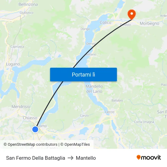 San Fermo Della Battaglia to Mantello map