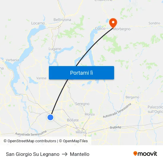 San Giorgio Su Legnano to Mantello map