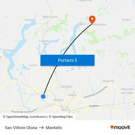 San Vittore Olona to Mantello map