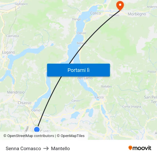 Senna Comasco to Mantello map