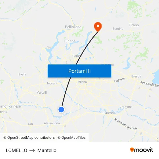 LOMELLO to Mantello map