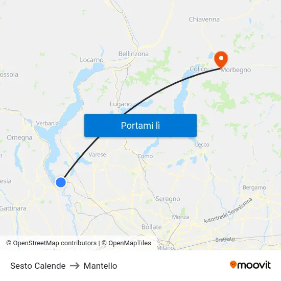 Sesto Calende to Mantello map