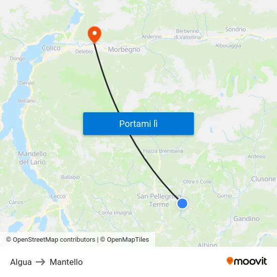 Algua to Mantello map