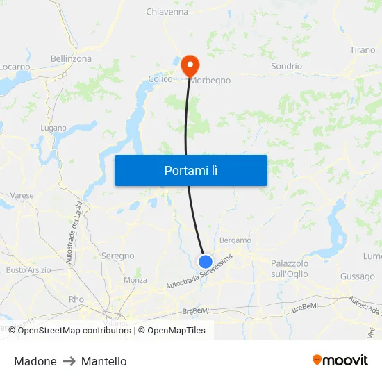 Madone to Mantello map