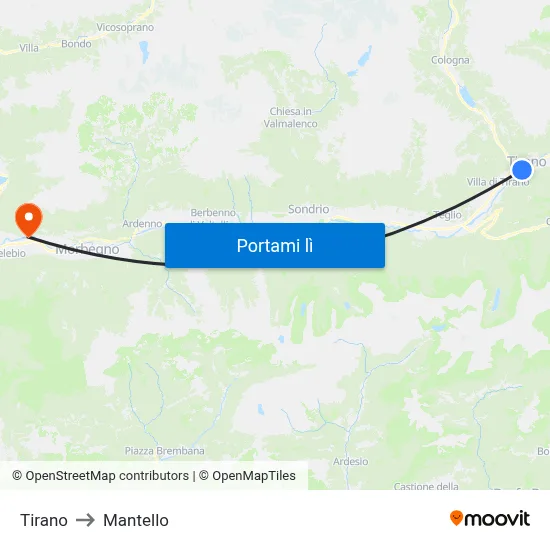 Tirano to Mantello map