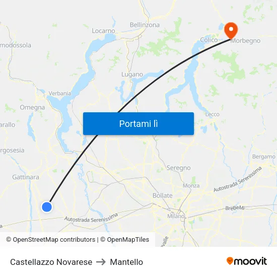 Castellazzo Novarese to Mantello map