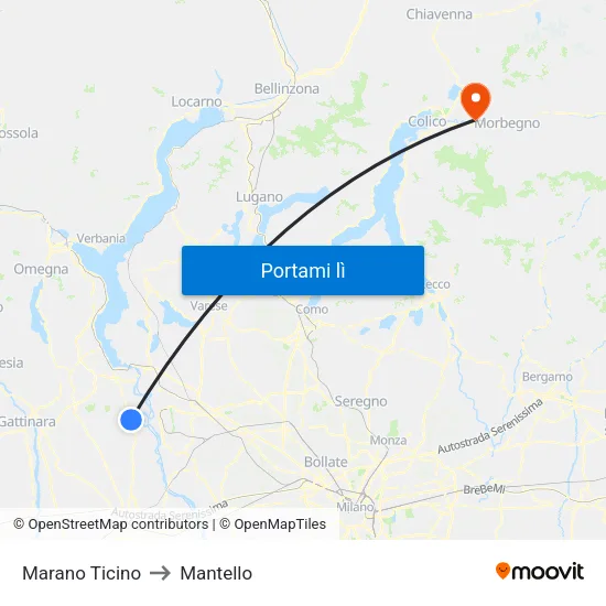 Marano Ticino to Mantello map
