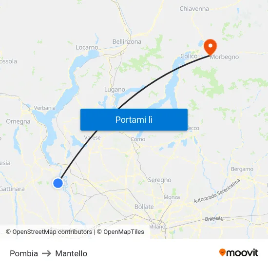 Pombia to Mantello map