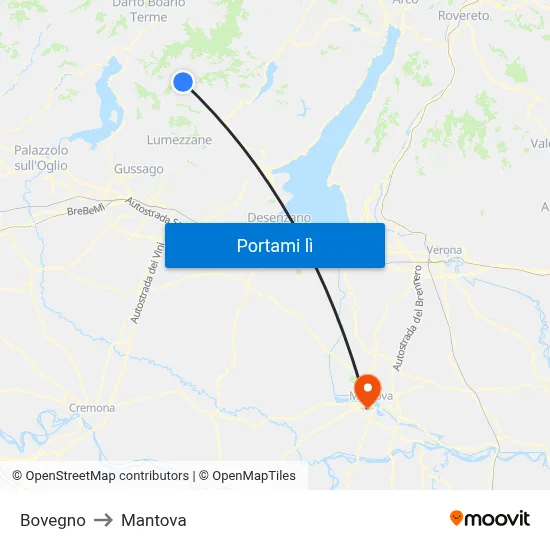 Bovegno to Mantova map