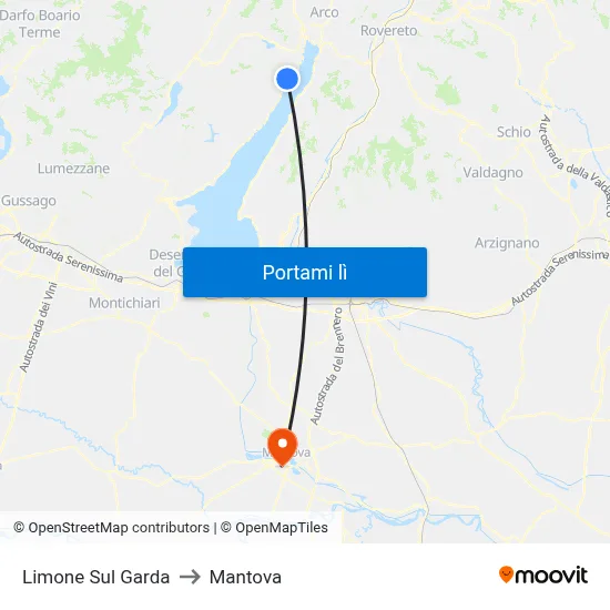 Limone Sul Garda to Mantova map