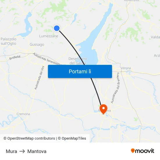 Mura to Mantova map