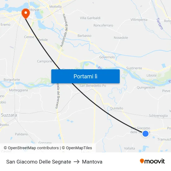 San Giacomo Delle Segnate to Mantova map