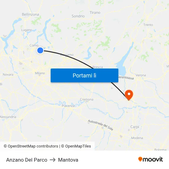 Anzano Del Parco to Mantova map